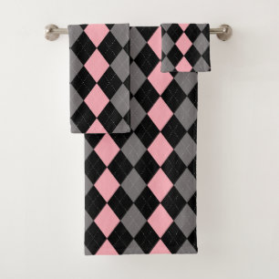 Jacquard gris noir rose rétro