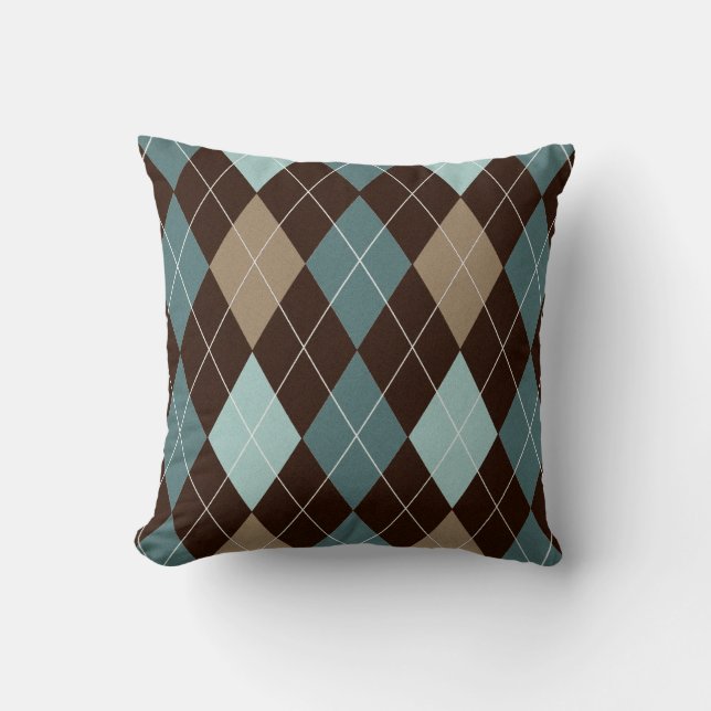 Jacquard moderne Brown et bleu coussin d'oreiller (Recto)