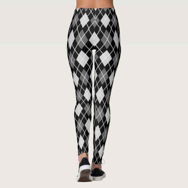 Jacquard noir et gris sans couture Motif Leggings (Dos)