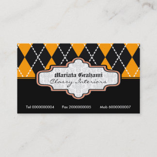 Jacquard noir orange blanc carte de visite tendanc