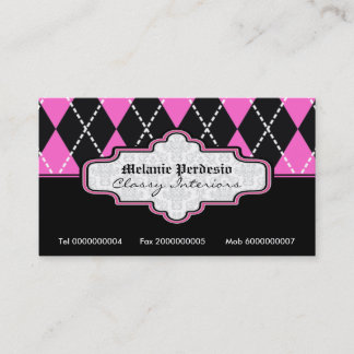 Jacquard noir rose blanc  carte de visite tendance
