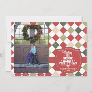 Jacquard plaid vacances de Noël carte photo