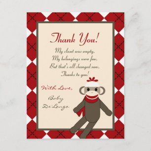 Jacquard rouge de singe de chaussette du carte de