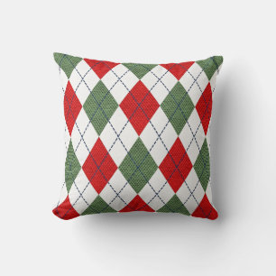 Jacquard rouge et vert Coussin de Noël