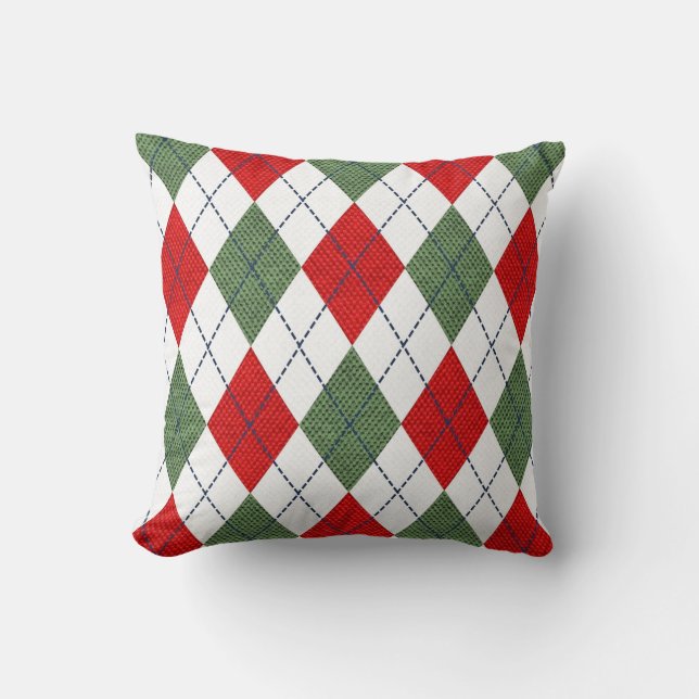 Jacquard rouge et vert Coussin de Noël (Recto)