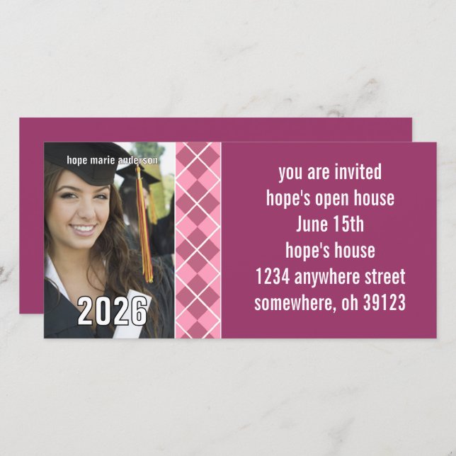 Jacquard Senior Graduation Open Maisons Photo (Devant / Derrière)
