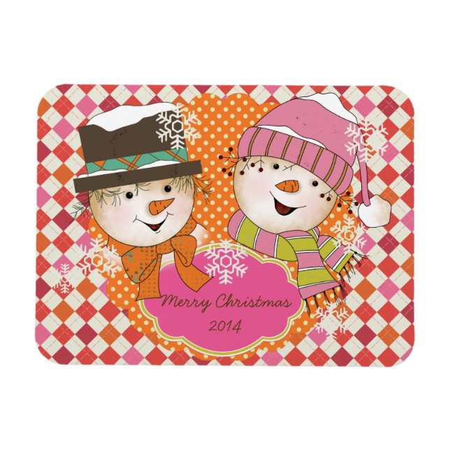 Jacquard Snowmen Vacances Flexi Magnet personnalis (Horizontal)