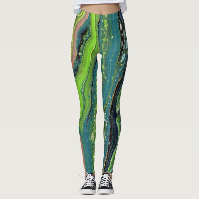 Jada 3 Crazy Green Leggings Abstraits (Devant)