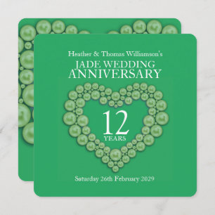 Jade 12e anniversaire mariage invitations coeur
