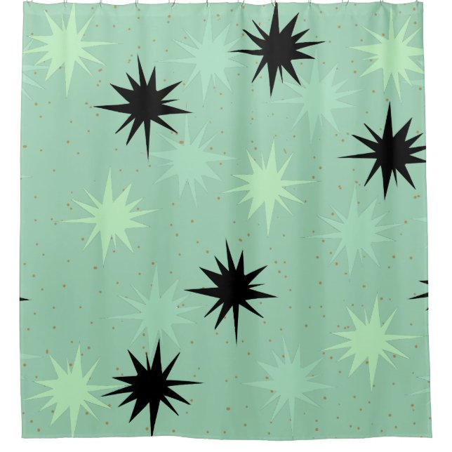 Jade atomique et Mint Starbursts Douche rideau (Devant)