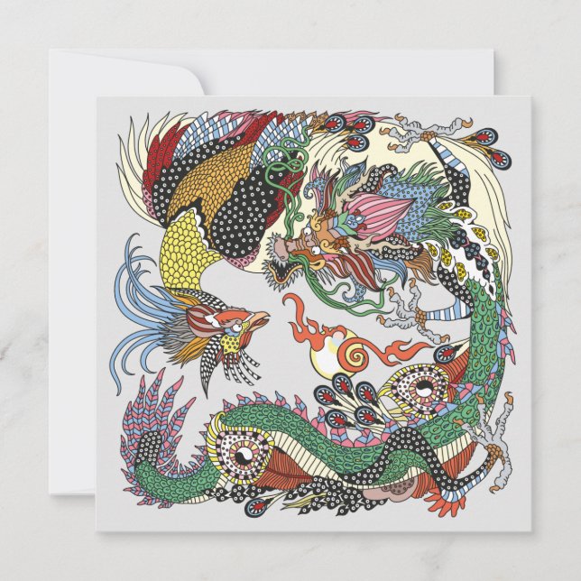 Jade Dragon and Gold Phoenix playing with a pearl (Devant)