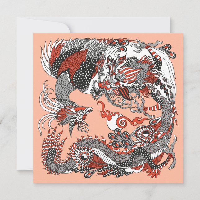 Jade Dragon and Gold Phoenix playing with a pearl (Devant)