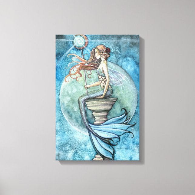 Jade Moon Mermaid Imaginaire Art Toile Enveloppée (Recto)