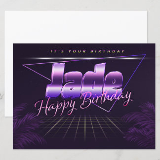 Jade Name Prénom lila retro Carte Anniversaire