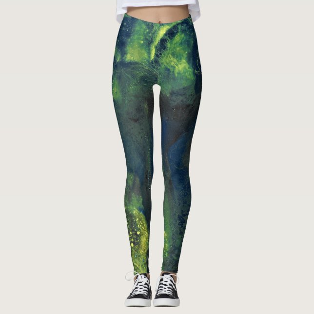 Jaded Lover 1 Deep Green Abstract Leggings (Devant)