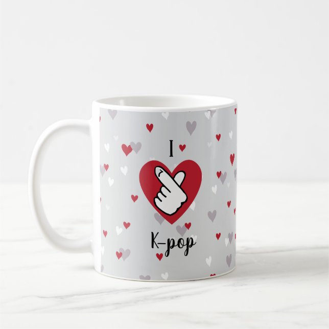J'adore K-pop Rouge Grey Finger Heart Coffee Mug (Gauche)