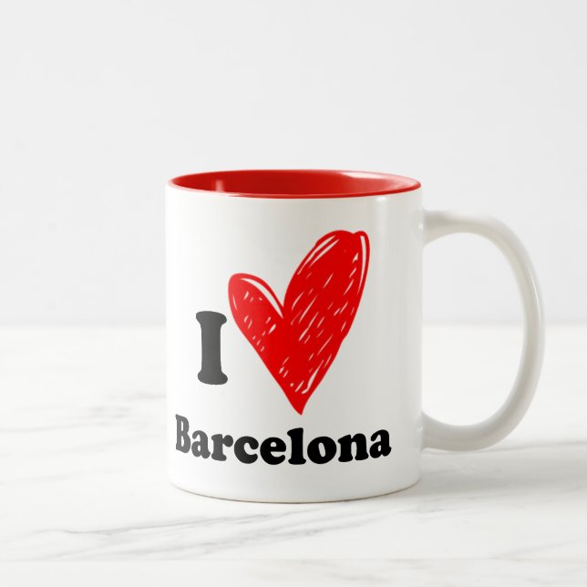 J'adore la Mug à café à deux tons de Barcelone (Droit)