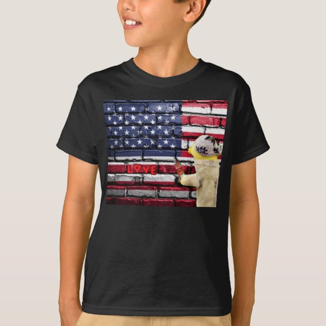 J'adore l'art de mur de graffiti USA. T-Shirt (Devant)