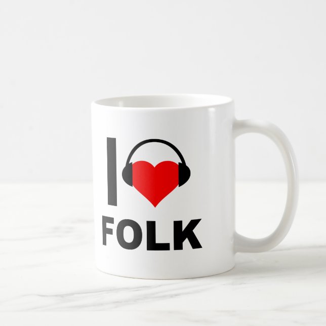J'adore le mug drôle du folk (Droite)