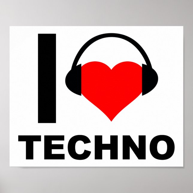 J'adore le poster drôle de techno (Devant)