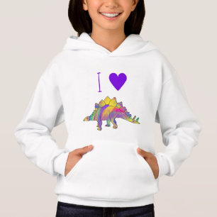 J'adore le stégosaure dinosaure coloré arc-en-ciel