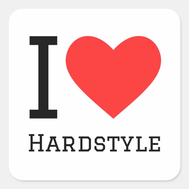 J'adore les autocollants carrés de style hardstyle (Devant)