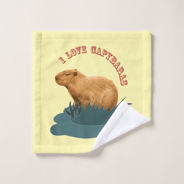 J'adore les capybaras Amoureux de capybara mignon (Gant de toilette)