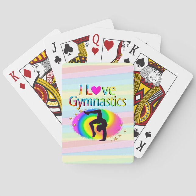 J'ADORE LES CARTES DE JEU DE GYMNASTICS RAINBOW (dos)