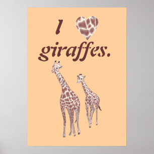 J'adore les girafes, mère enfant girafe poster