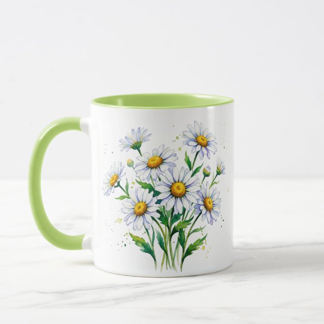 J'adore les marguerites. Aquarelles. Tasse (Gauche)