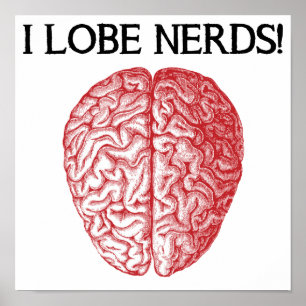 J'adore les nerds amour drôle affiche panneau