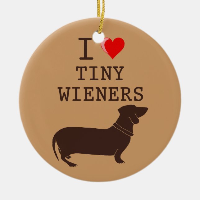 J'adore les ornements de dachshund de wiener minia (Devant)