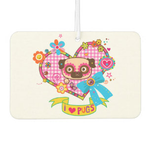 J'adore les Pug! Désodorisant pour voiture