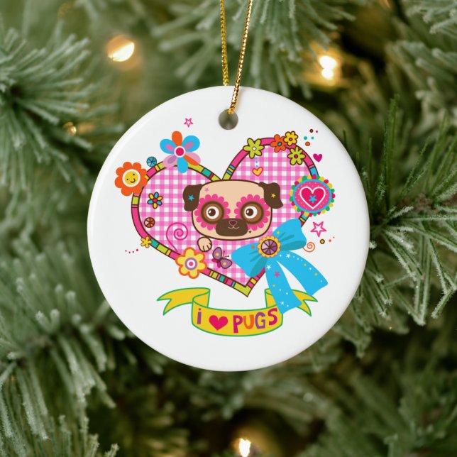 J'adore les Pug! Ornement (Arbre)