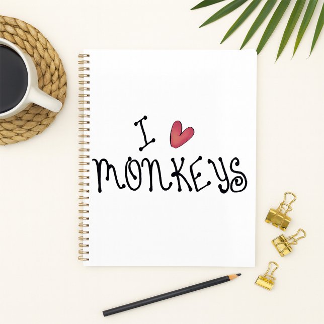 J'adore les singes, typographie manuscrite mignonn (Créateur téléchargé)