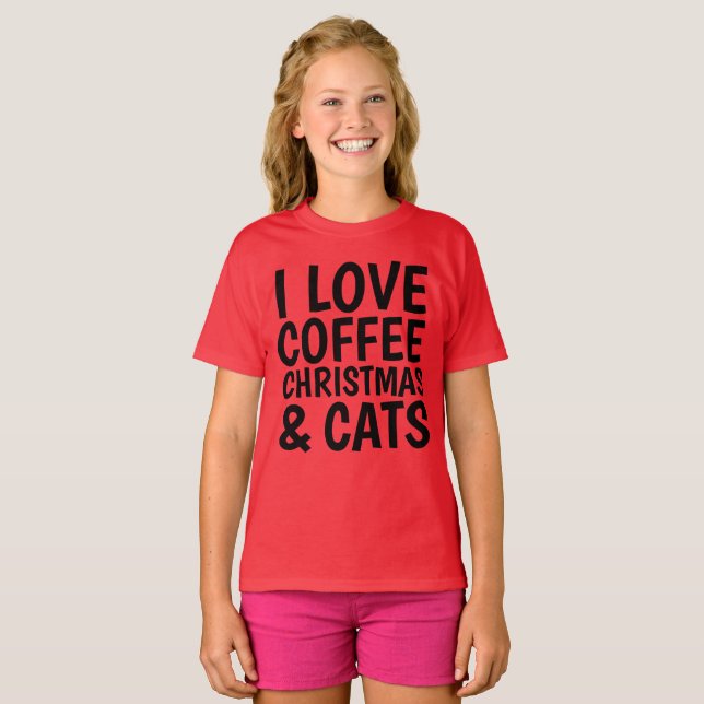 J'ADORE LES T-shirts CHRISTMAS CAFÉ & CATS CAT (Devant entier)