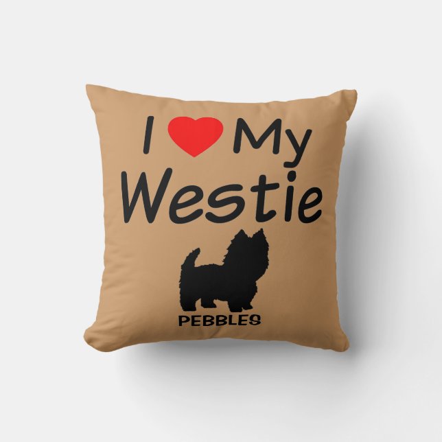 J'adore mon Coussin de chien Westie (Recto)