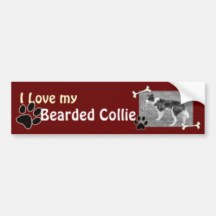 J'adore mon Sticker Collie Beared Bumper