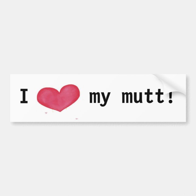 J'adore mon sticker pour pare-chocs de mutt (Devant)
