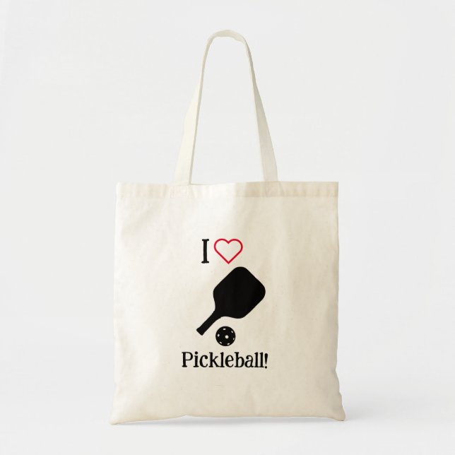 J'adore Pickleball sac fourre-tout noir, blanc et  (Devant)
