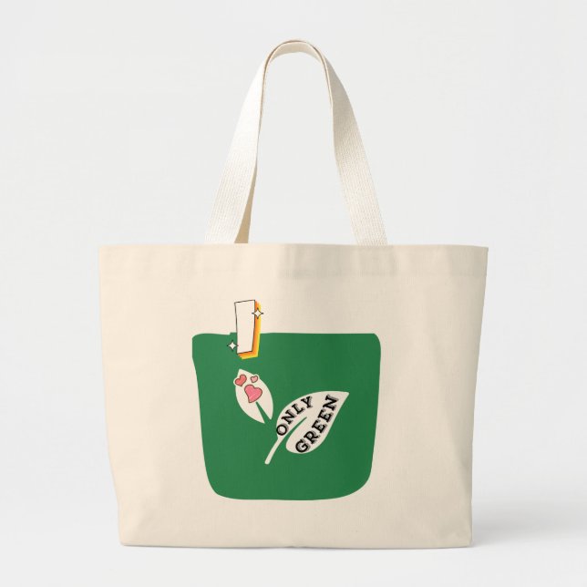 J'adore seulement le vert – Sac réutilisable géant (Devant)