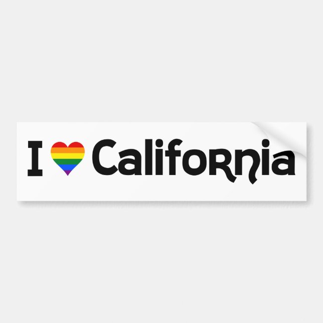 J'adore Sticker pour pare-chocs LGBT California (Devant)