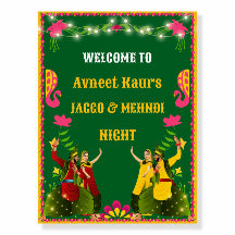 Jaggo & Mehndi Affiche de bienvenue de nuit, Jaggo