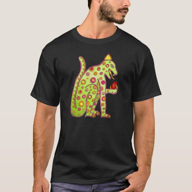 Jaguar mangeant le T-shirt de coeur (Devant)