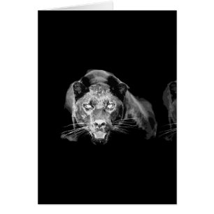Jaguar noir et blanc - Cartes de chats sauvages à