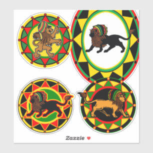 Jah King Rasta Lion Collection 2 Stickers Art