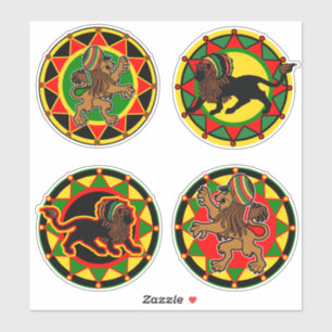 Jah King Rasta Lion Collection 3 Stickers Art