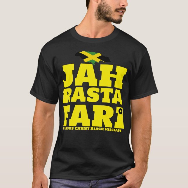 JAH RASTAFARI & BLACK MESSIAH T-shirt noir basique (Devant)