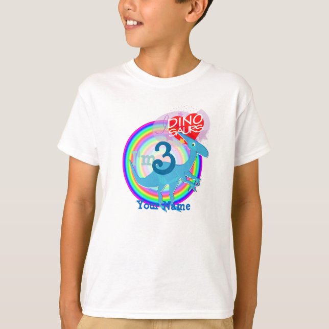 J'ai 3 ans - T-shirt bleu de nom de dinosaure du (Devant)