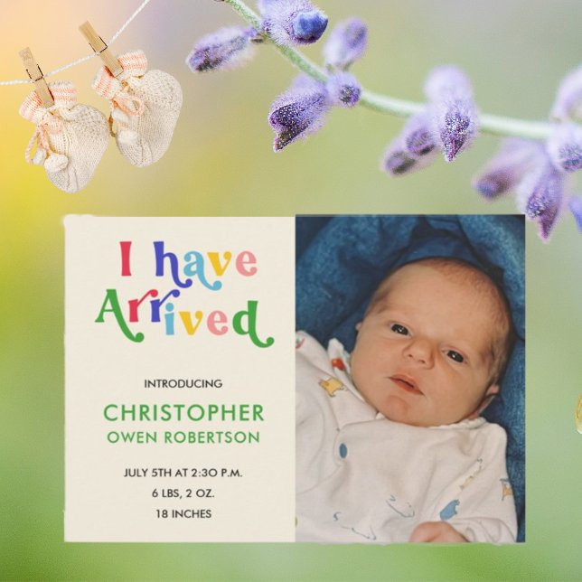 J'Ai Arrivé Photo N'Importe Quel Bébé Faire-part d (Créateur téléchargé)